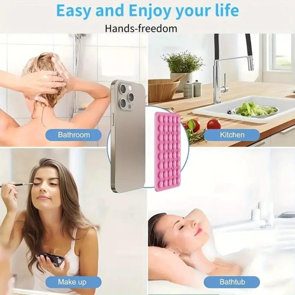 Silicone Suction Phone Case Mount Non Slip Suction Cup Phone Stand Mixed Color Silicone Phone Holder for Selfies and Videos 5