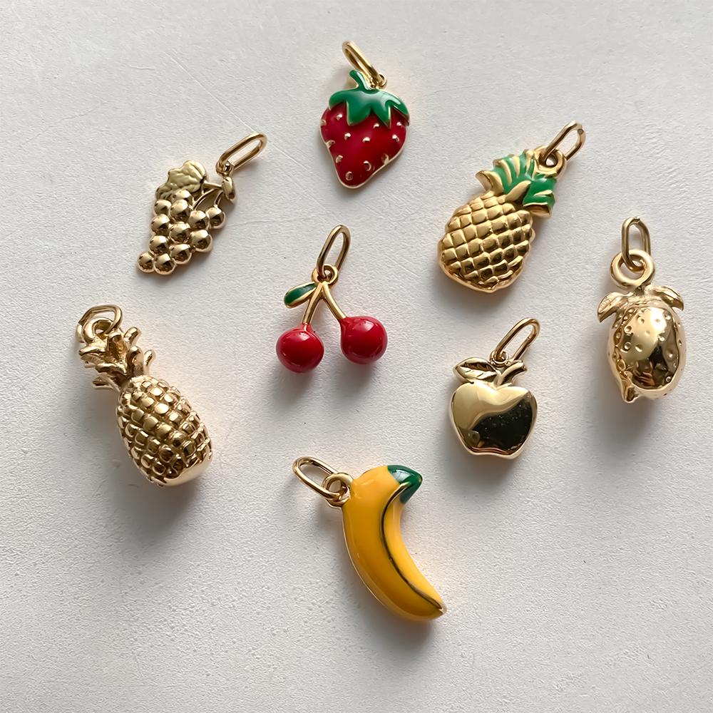eManco Stainless Steel Charms Bohemian Style Fruit Elements Strawberry, Pineapple, Cherry Summer Trendy Jewelry Pendant