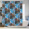 Vintage London Skyline Shower Curtain British Cityscape Bathroom Decor Travel Themed Waterproof Fabric Backdrop
