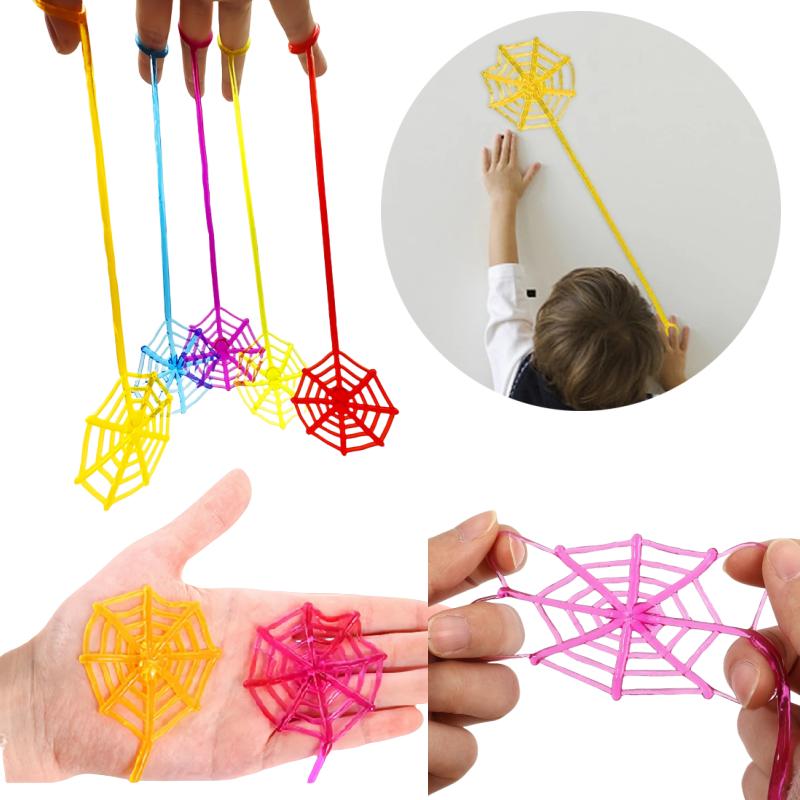 10 Pièces Toile d'Araignée d'Escalade Extensible Jouet Sportif Amusant Araignée à Main Adhésive Élastique Jouets Compétitifs Cadeau d'Anniversaire Halloween