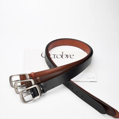 Leather Women'S Belt Jeans Belt Simple Niche Design French Pin Buckle Leather Belt Women