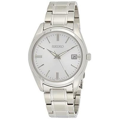 Orologio da polso SEIKO da uomo essenziale finitura sunray datario lancette LumiBrite cassa in acciaio inossidabile bracciale 100m resistente all'acqua argento bianco SUR307