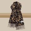 Leopard Print Faux Cashmere Scarf - Women's Korean Style with Retro Tassels for Autumn/Winter