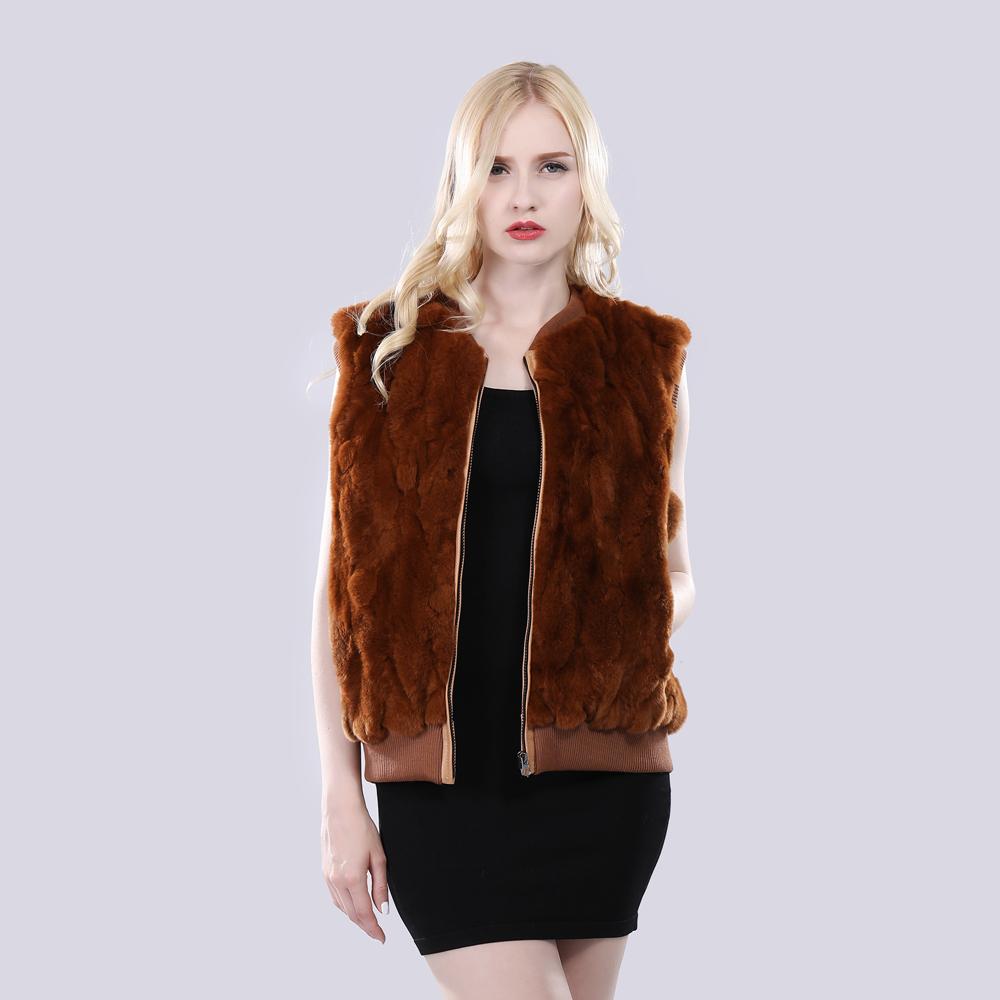 Autumn Winter Fashion Girl 100% Genuine Rex Rabbit Fur Vest Natural Warm Rex Rabbit Fur Gilet Women Real Fur Sleeveless Jacket