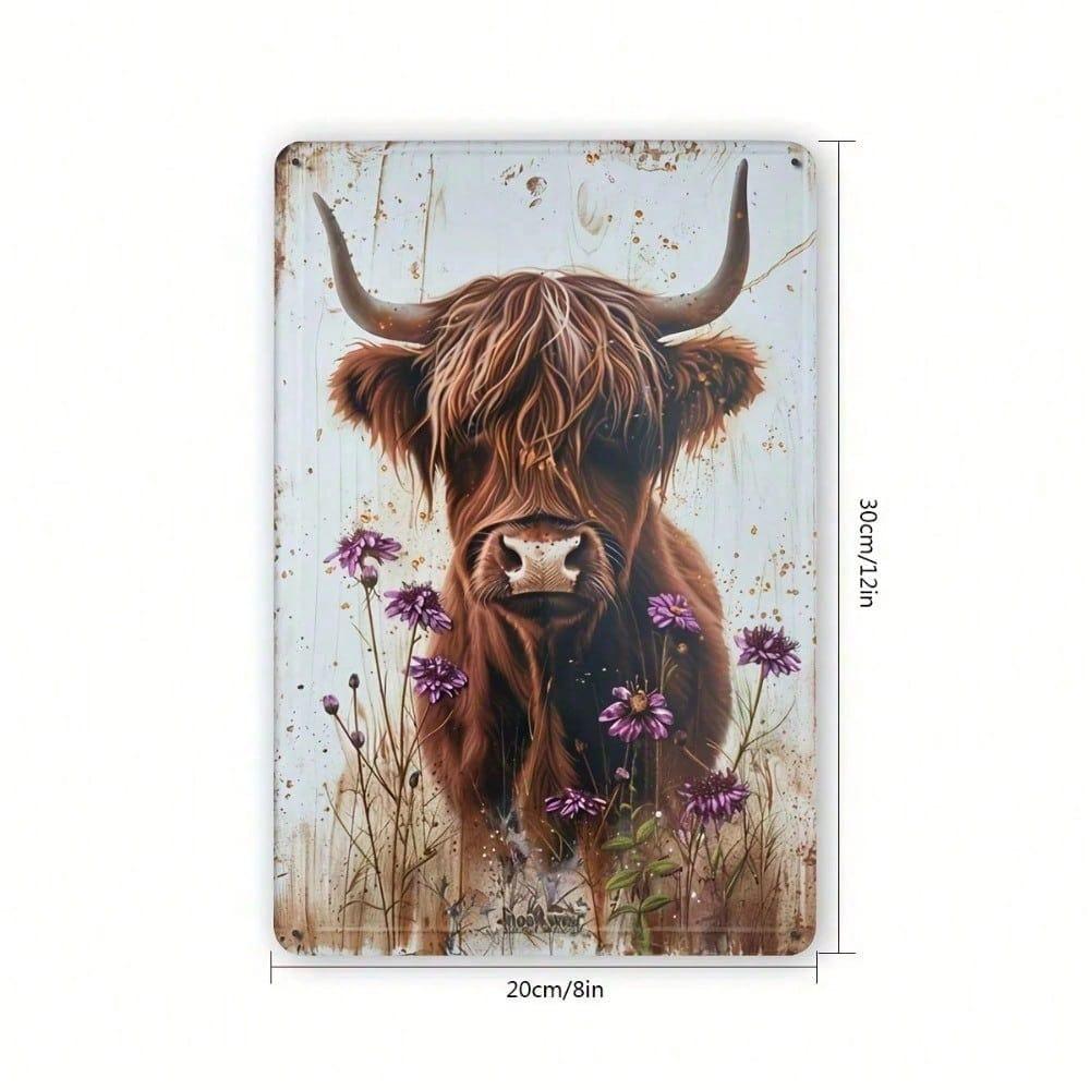 Highland Cow Metal Wall Art Vintage Rustic Farmhouse Decor Iron Sign for Home Office Indoor Outdoor