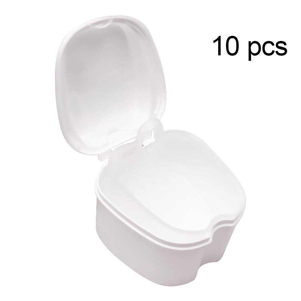 10Pcs Denture Box With Net Leakage Dental False Teeth Storage Box With Hanging Net Container Cleaning Tooth Boxes