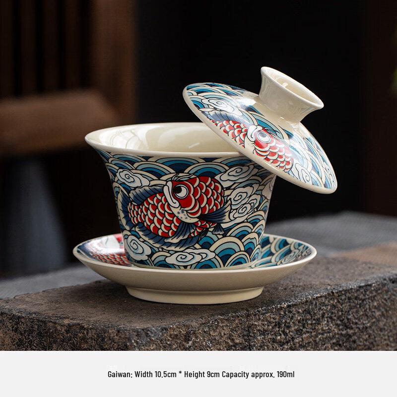Ceramic Sancai Gaiwan Tea Bowl
