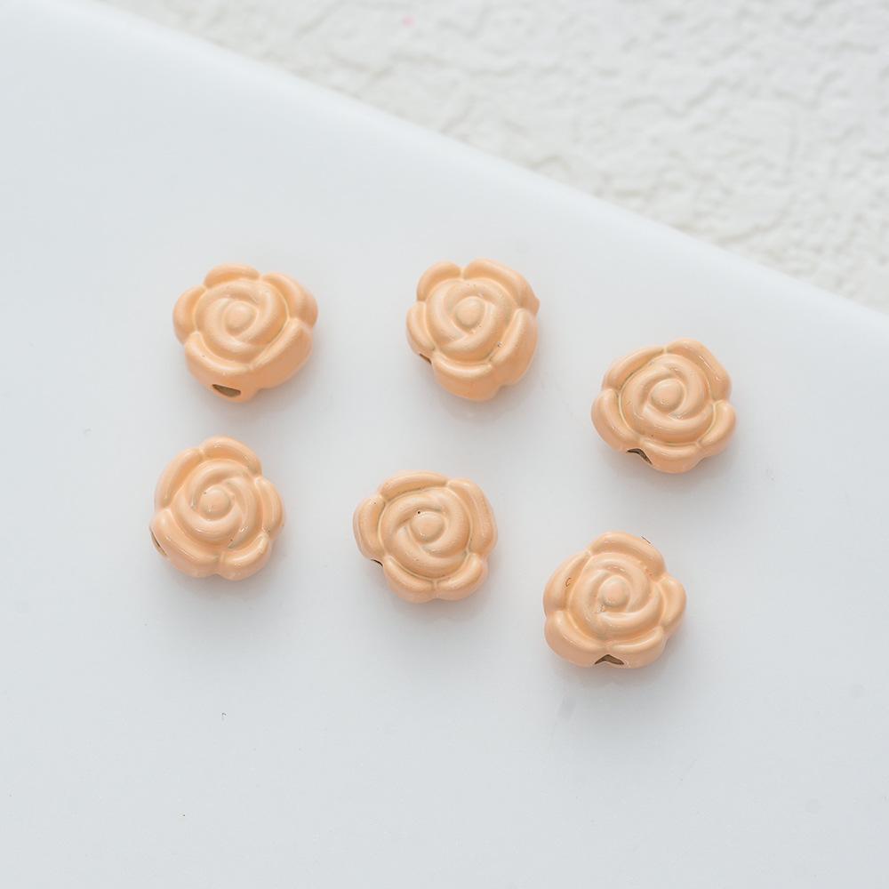 6Mm Legierung Farbige Rosenperlen Perlen DIY Handgefertigt Halskette Armband Ohrschmuck Gerades Loch Blume Zubehör Material