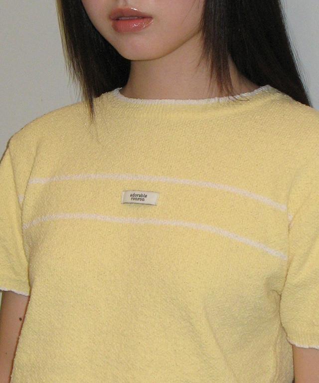 RONRON Minimal Point Short Sleeve Knit Soft Yellow