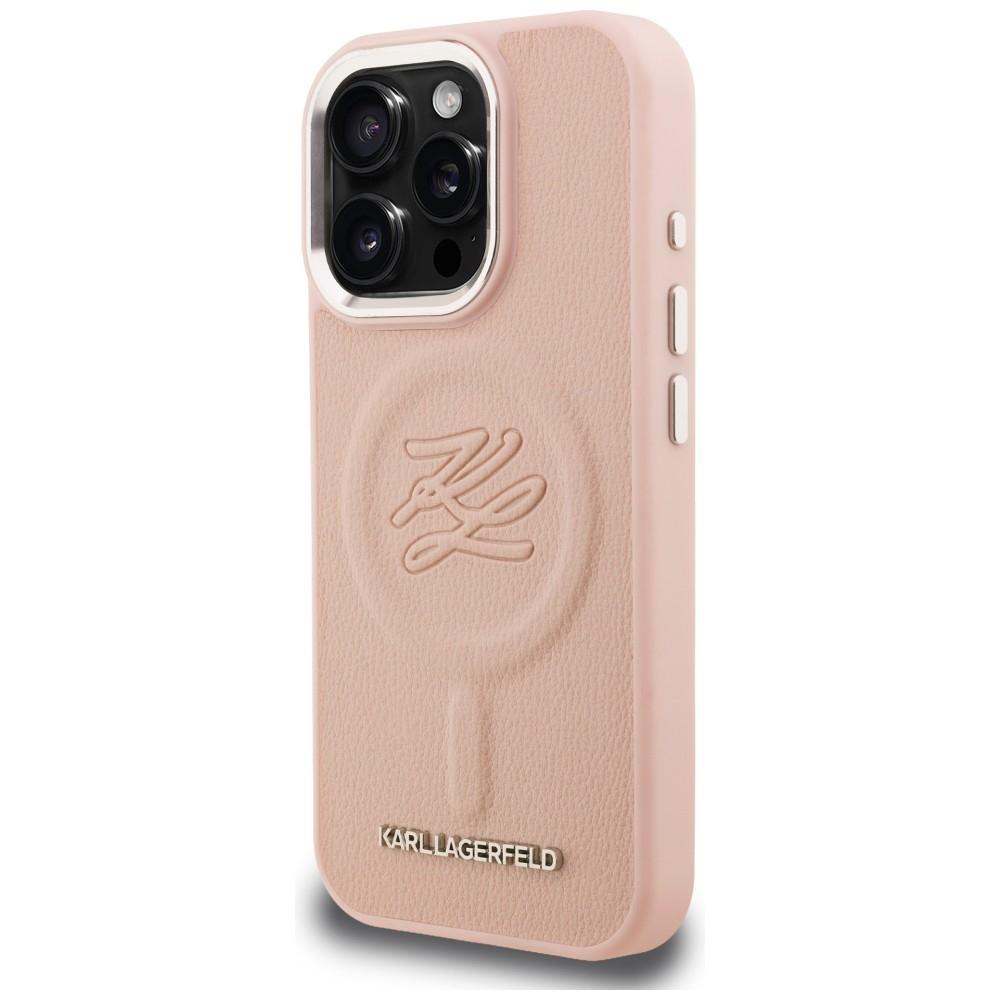 Karl Lagerfeld Initial & Metal Logo MagSafe Case for iPhone 16 Pro Max Pink