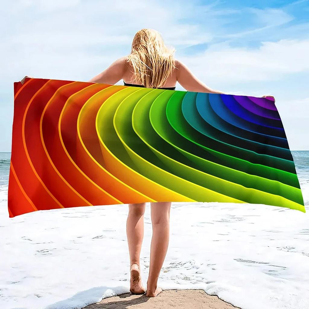 Rainbow Bliss Bath Towel - Vibrant Design, Soft Absorbent, Perfect for Summer Fun, Adds Cheerful Vibes to Your Beach Days
