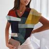 Women's Fashion Loose Harajuku Style Tiny Spot Print V-neck Short Sleeve Pullover Top Casual Tee For Ladies