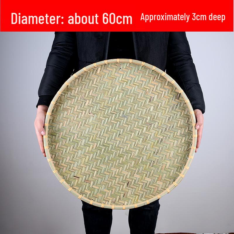 Bamboo Woven Round Winnowing Basket: Household Basket for Storage, Decoration, and Drying Tea or Goods