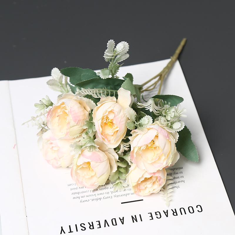 Elegant 6-Head Peony Silk Artificial Flowers for Home Decor and Photography