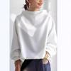 Spring Women's Loose Turtleneck Black T Shirt Long Sleeve White High Street Trend Solid Color Autumn Tees
