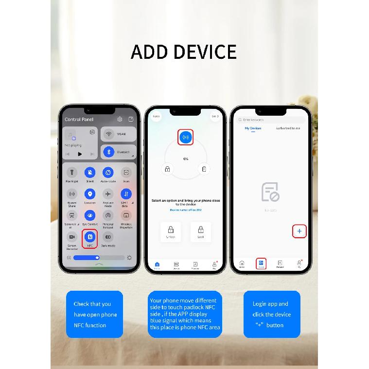 TOMZN NFC Passive Intelligent Padlock Keyless No Keyway Waterproof Theft-proof Thickened Body Lock/Unlock Record Nfc Lock APP