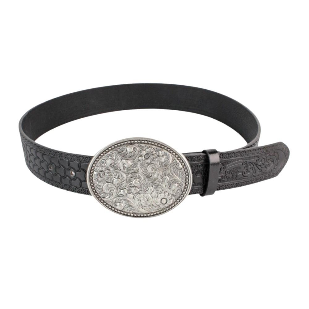 PU Leather Western Cowboy Belt Vintage Waist Belt Fashion Buckle Belt  Men Women