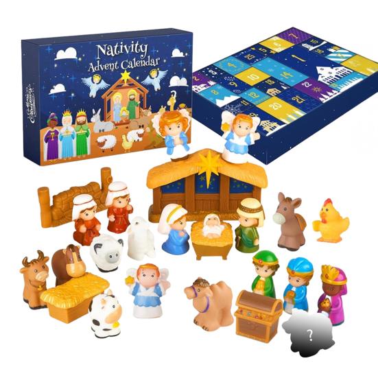 Nativity Advent Calendar Little People Collectibles Religious Christmas Countdown Calendar Christian Advent Calendar Gift for Kids Teens Families