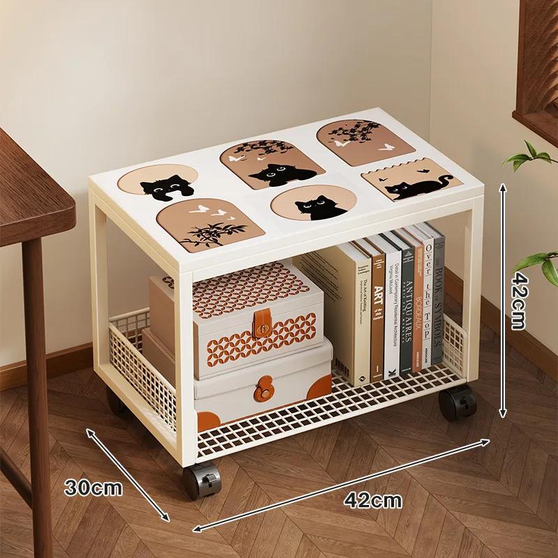 Movable Bookshelves, Tableside Floor-standing Shelves, Multi-level Wheeled Storage, Living Room Wall Storage Racks.