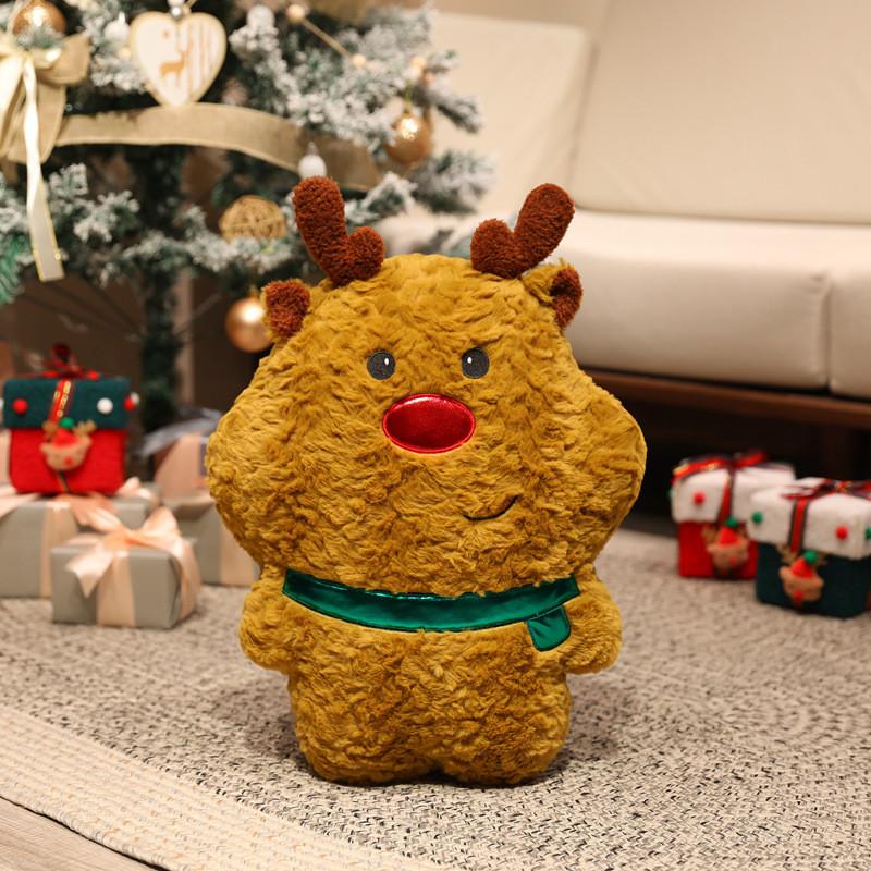 Christmas Theme Deer Bell Gingerbread Man Santa Claus Plush Doll Toy Pillow For Holiday Decor And Kids Gift