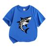Kids Boys Girls 100% Cotton Crew Neck Short Sleeve T-Shirt, Cool Tribal Style Great White Shark Print Casual Summer Tees for Little Children Daily Wea