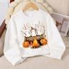Kids Crewneck Sweatshirt, Cute Ghosts Camping with Pumpkins & Fire Print, Soft Casual Pullover for Fall Winter