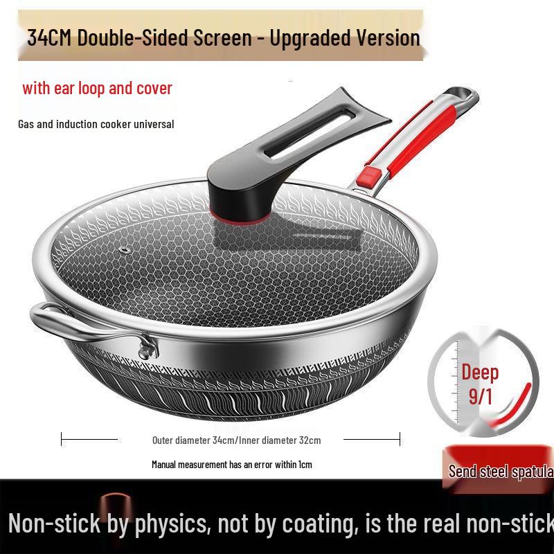 Cross-border Non-stick Food-grade Stainless Steel Double-sided Oil-free Medical-grade Wok