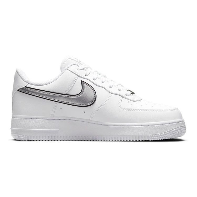 Nike  Air Force 1 07 Essential White Metallic Silver Women Sneakers Black DD1523-100
