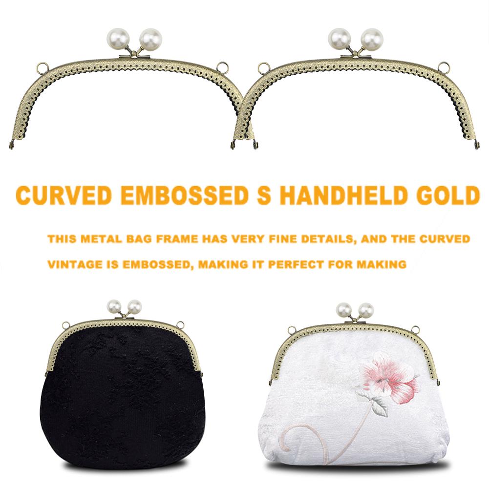 Metal Clutch Kiss Clasp Lock Lightweight with Pearl Coin Bag Kiss Clasp Lock DIY Craft Frame Coin Purse Lock Handbag Accessories