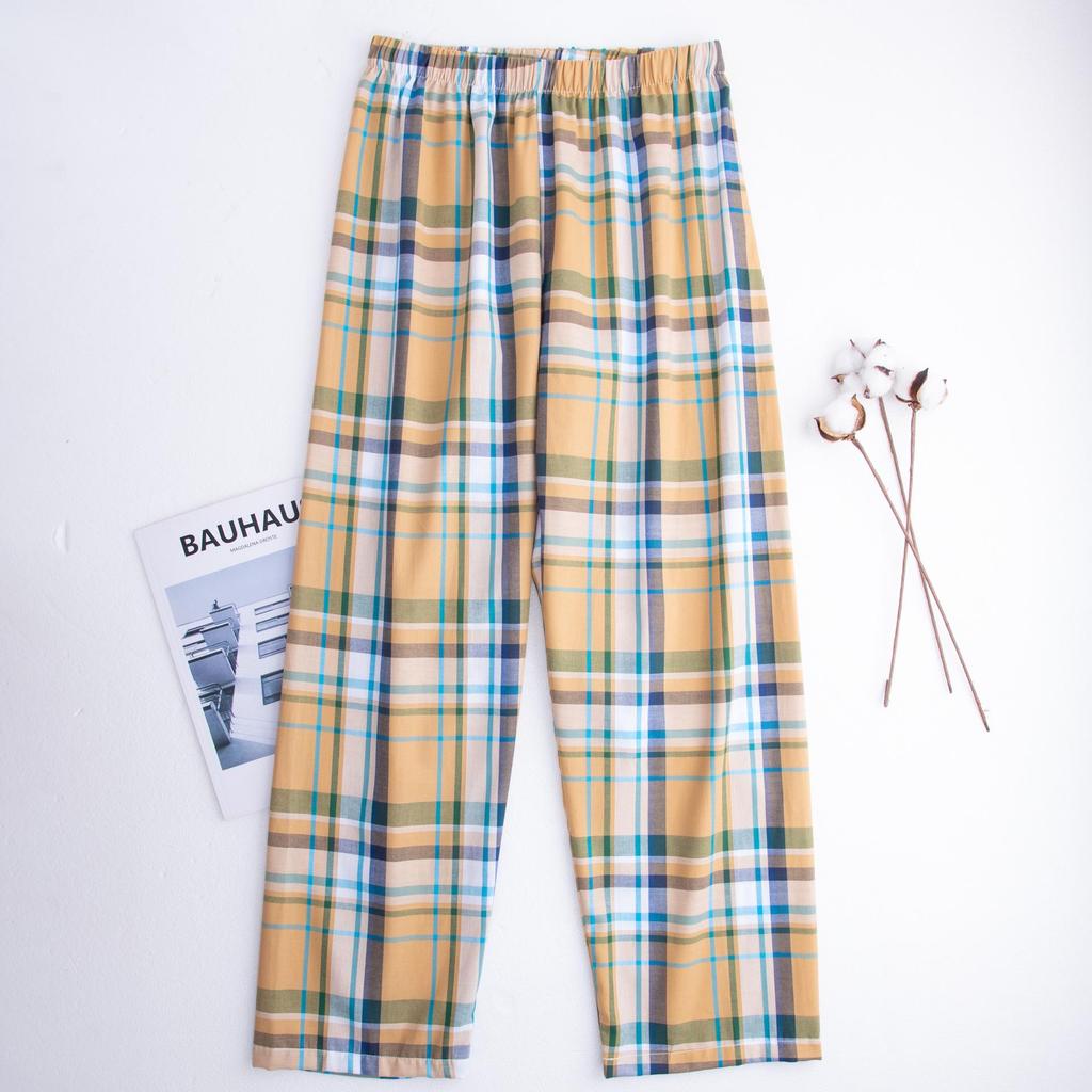 Men's Plaid Cotton Pajama Pants - Loose, Casual, Home and Outdoor Wear