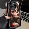 Phone Case for iPhone 17 Air 16E 15 16 Pro Max Catrina Beautiful Rose Girl Skull Cover 14 Plus 13 12 Mini Soft Shell Silicone Fu