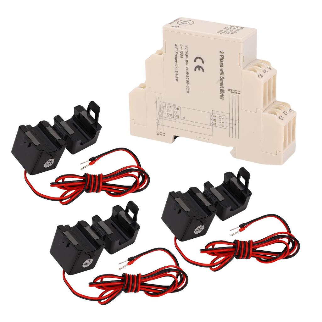 Smart WiFi Energy Meter 0100A 3 Phase APP Remote Control Smart Electricity Meter with 3Pcs 100A