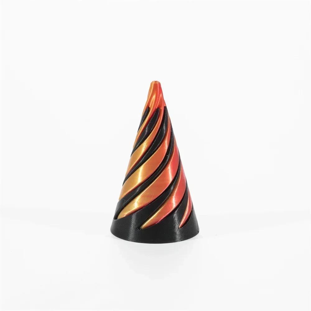 3D Printed Spiral Cone Pyramid Passthrough Sculpture Pass Through Pyramid Toy Mini Vortex Thread Illusion Cone Spiral Ornament