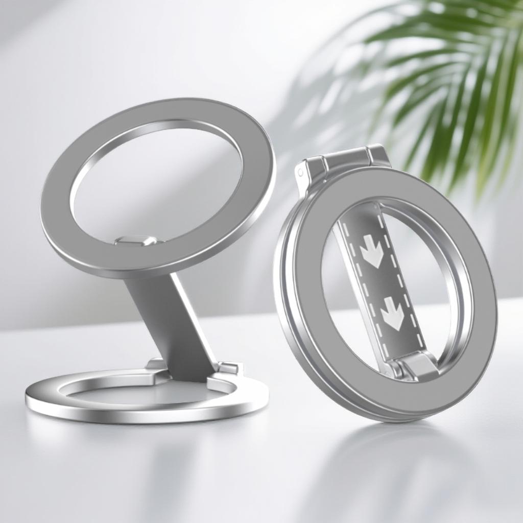 Universal Double-Sided Magnetic Stand Compatible with Magsafe Mobile Phone Finger Ring Bracket for iPhone 17/16/15 Desktop Brack