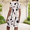 Women Plus Size Round Neck Short Sleeve Multicolor Printed Fitted Mini Dress