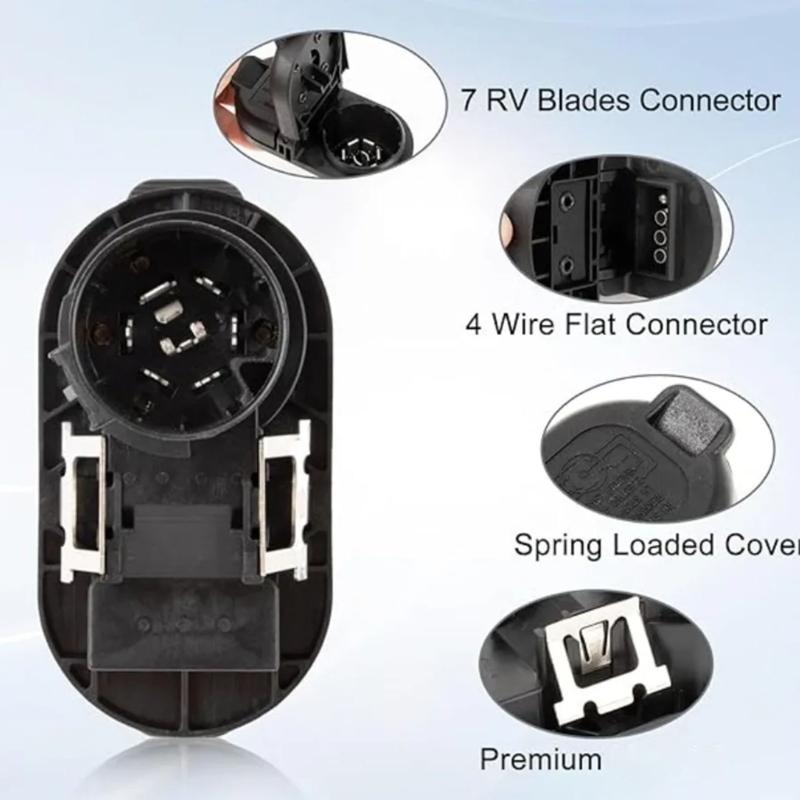 7 Way & 4 Flat Trailer Tow Hitch Wiring Plugs Receptacle Assembly with Mounting Bracket for USCAR Socket