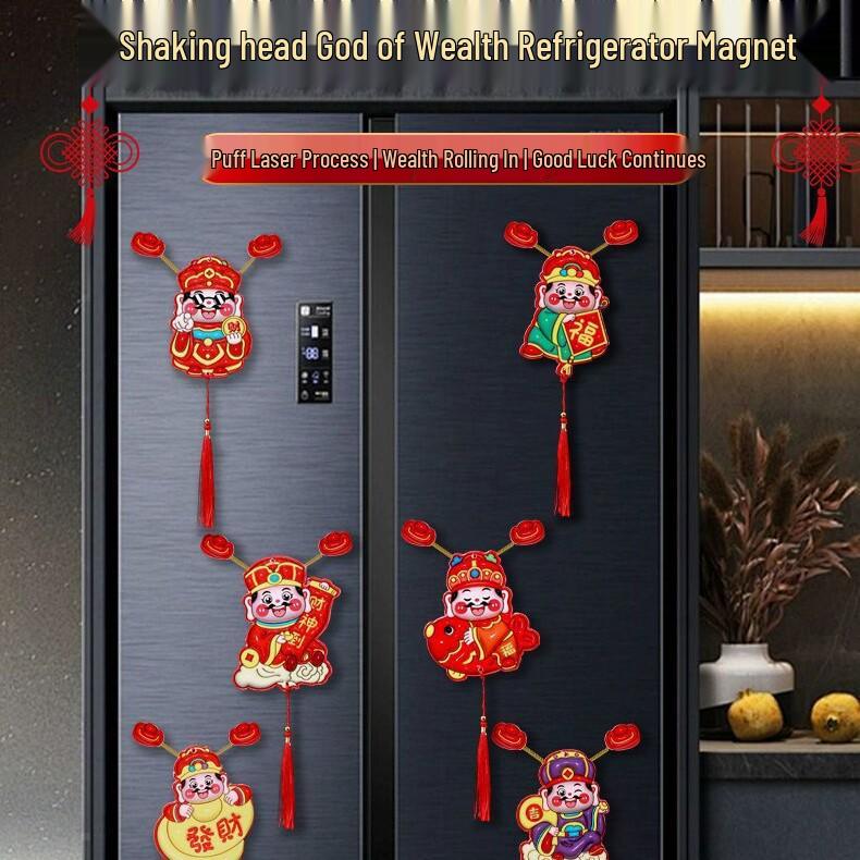 2026 God of Wealth Refrigerator Magnet: Festive New Year Hanging Ornament for Home Decoration