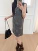 Women's Wool Blend Sleeveless Vest Dress with Firework Embroidery A-line Skirt - Spring Style S1QZ010