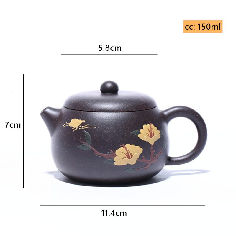 

150ml Tradition Yixing Purple Clay Tea Pot Black Gold Sand Filter Teapot Customized Zisha Tea Kettle Handmade Beauty Teaware чорний