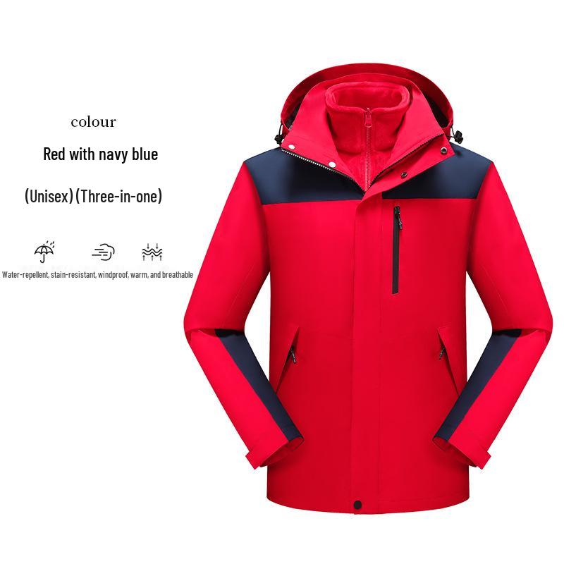

Windproof Three-in-One Mountaineering Jacket: Detachable Two-Piece Set for Men and Women in Autumn and Winter 4XL