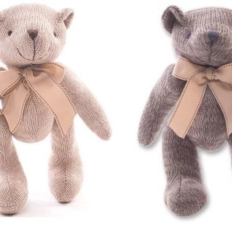 Knitted Teddy Bear Plush Toy - Creative Yarn Doll with Moveable Joints, Articulated Soft Cuddle Toy for Kids & Collectors