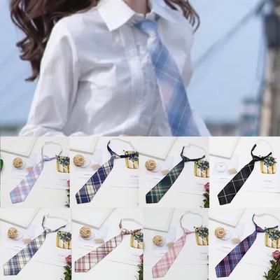 Creative Knot-Free Tie Student Preppy Print Color Plaid Jk Tie