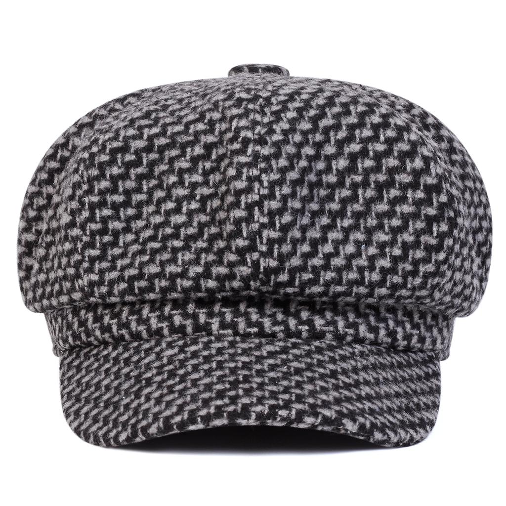 Fashion Plaid Octagonal Hat Outdoor Leisure Warm Hats Ladies' Street Beret Cap Newsboy Caps