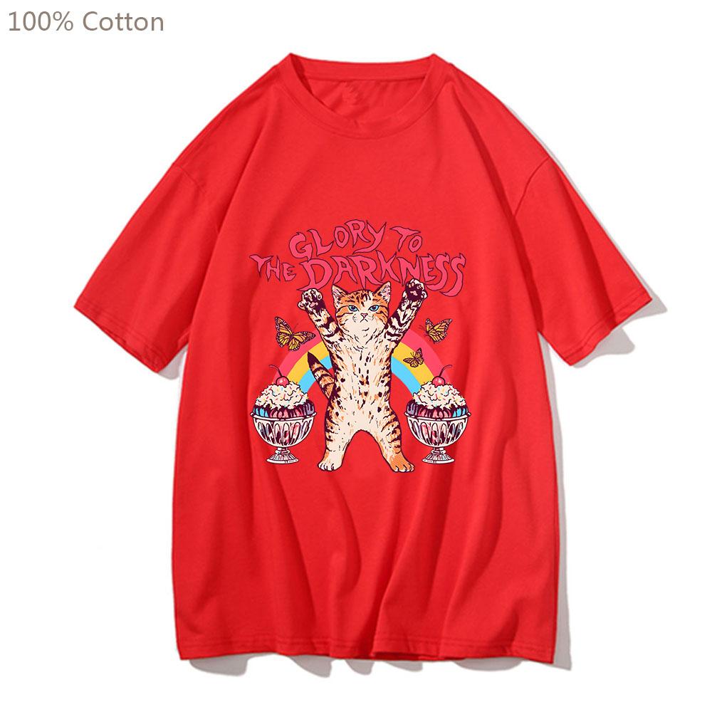 

Glory To The Darkness Cat Butterfly Ice Cream Tshirts MEN Handsome T-shirts 100% Cotton High Quality T Shirts Sense of Design S