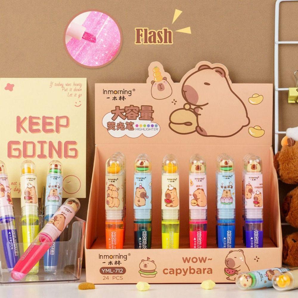 Large Capacity Capibara Highlighter Pen DIY Painting Color Pen Key Points Marker Pen  Boys Girls