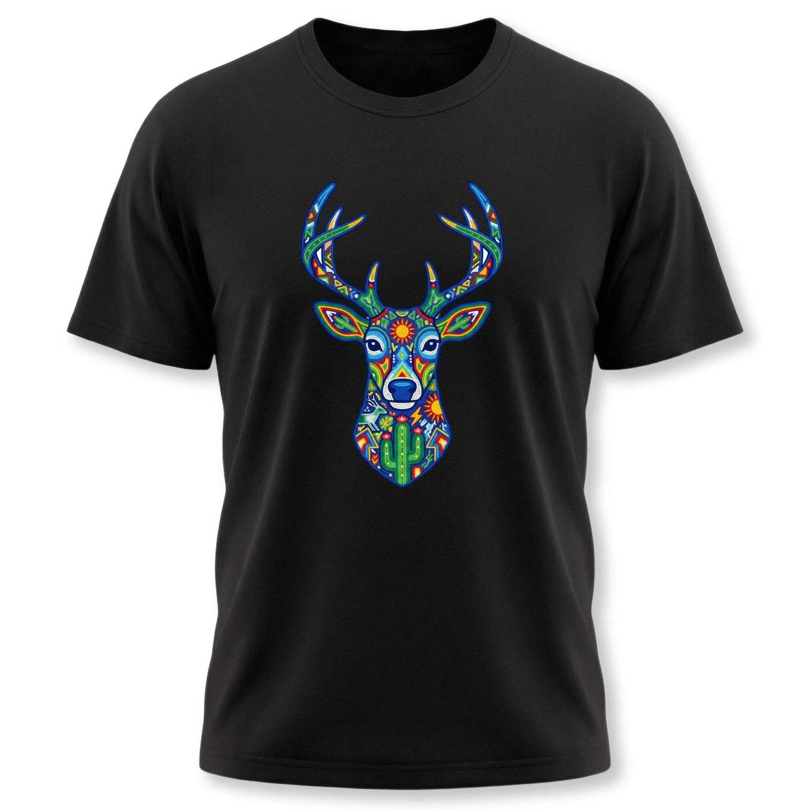 Huichol Deer T-Shirt | Vibrant Mexican Indigenous Folk Art Graphic Tee XXL