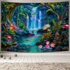 Wandteppich Tropischer Regenwald Landschaft, Wasserfall Dschungel bedrucktes Wandbild, Naturlandschaft Wohnzimmer- und Schlafzimmerdekoration