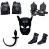 Dog Muzzle Set: K9 Slave Training Suit with Paws and Knee Pads for Male Training.