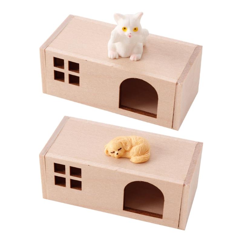Dog Chamber Model Pet Dog House Dollhouses Pet 1:12 Scale Realistic Playset Door Pet Dog House Model Creative Fun