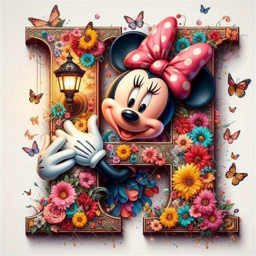 Disney Myszka Miki Malowanie Diamentami Litera Kreskówka Mozaika Diamentowa Kamienie Strass Obrazy Minnie Haft Kwiat Dekoracja Ścienna